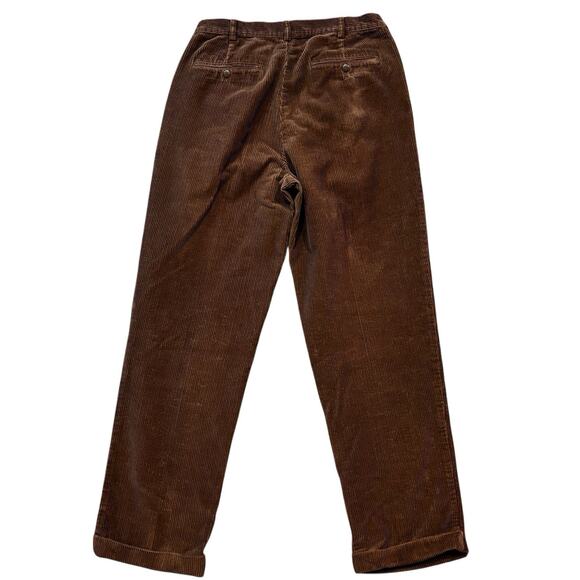 Jos. A Bank Corduroy Pants Men's 34x32 Tan Brown Pleated Cotton Cuffed Trousers - Picture 2 of 7